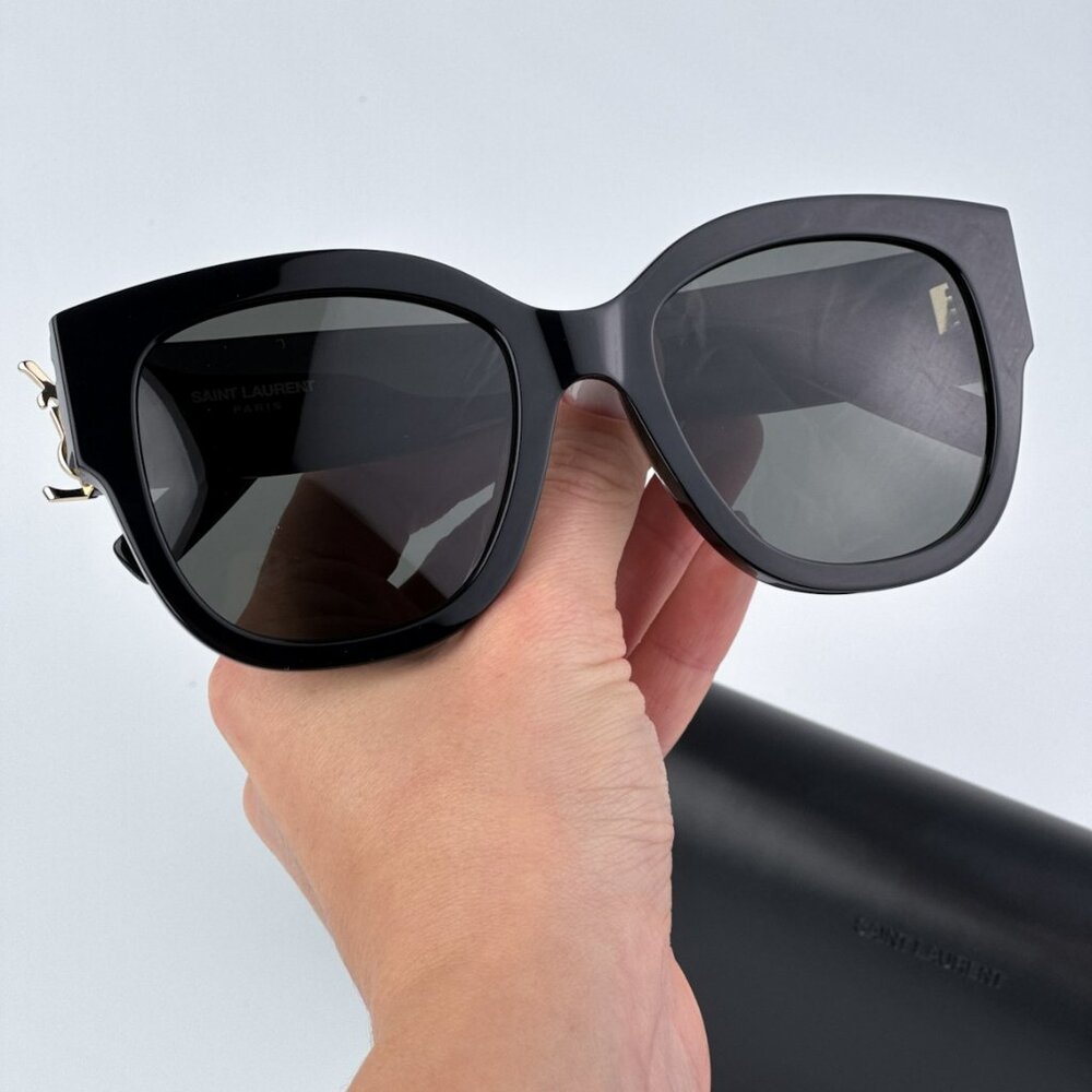Saint Laurent  SLM95/F 001 BRAND NEW Sunglasses Black Oversized Cat Eye Women